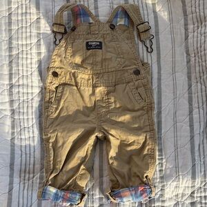 OshKosh B'gosh Brown Baby Overalls with Plaid Accents